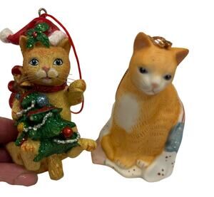 Vintage Sylvestri Mary Lake Thompson Cat Christmas Ornament & Tabby Cat Ornament